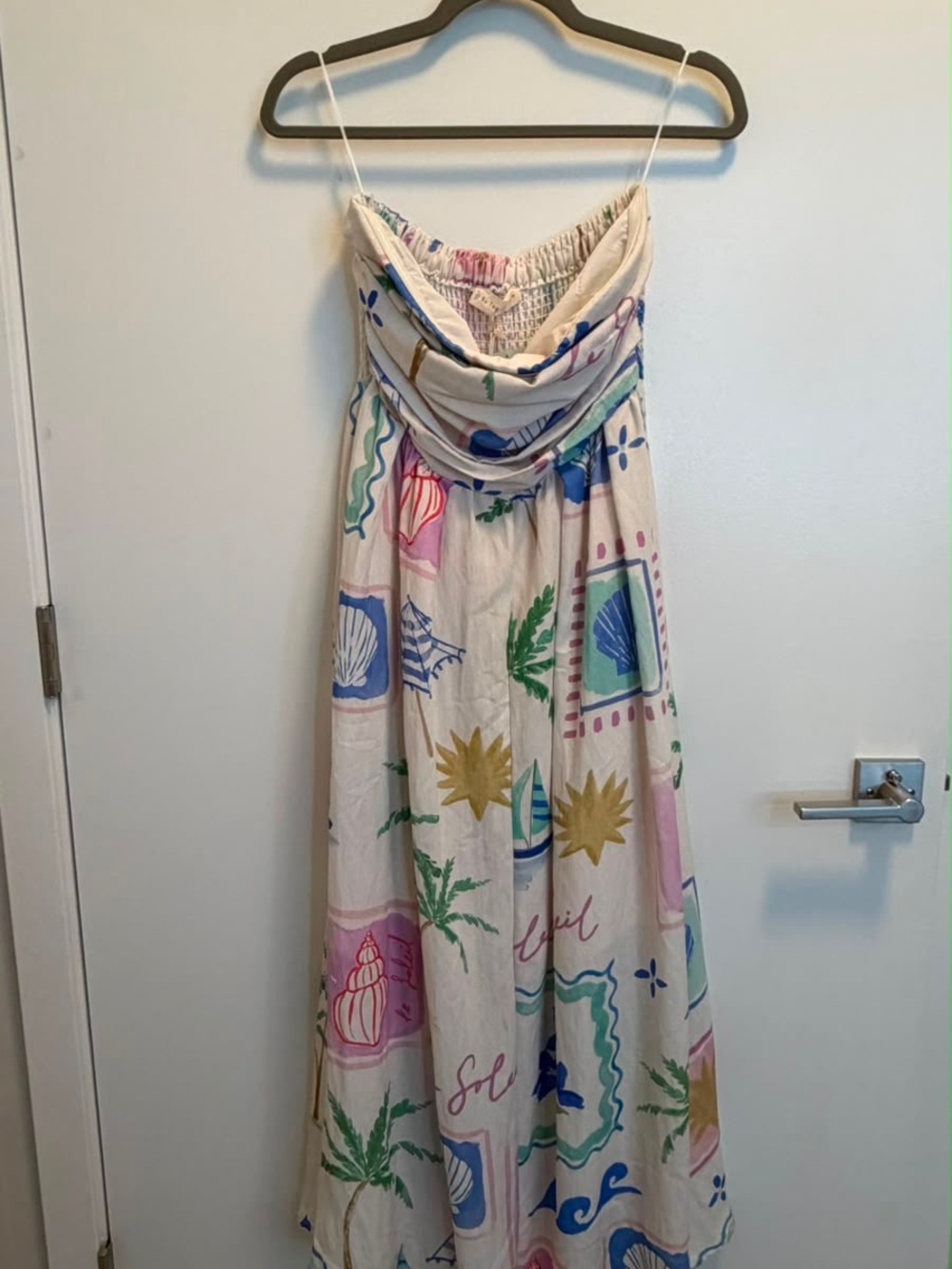 By Together Cream Maxi Skirt with Multicolor Tropical Print